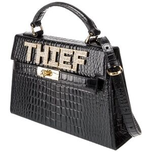 MAWI Embossed Leather THIEF Handbag – Top Handle & Adjustable Crossbody Purse